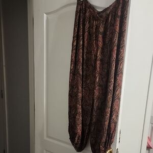 Zara Paisley Wide Leg Jumpsuit - Brown and Pink